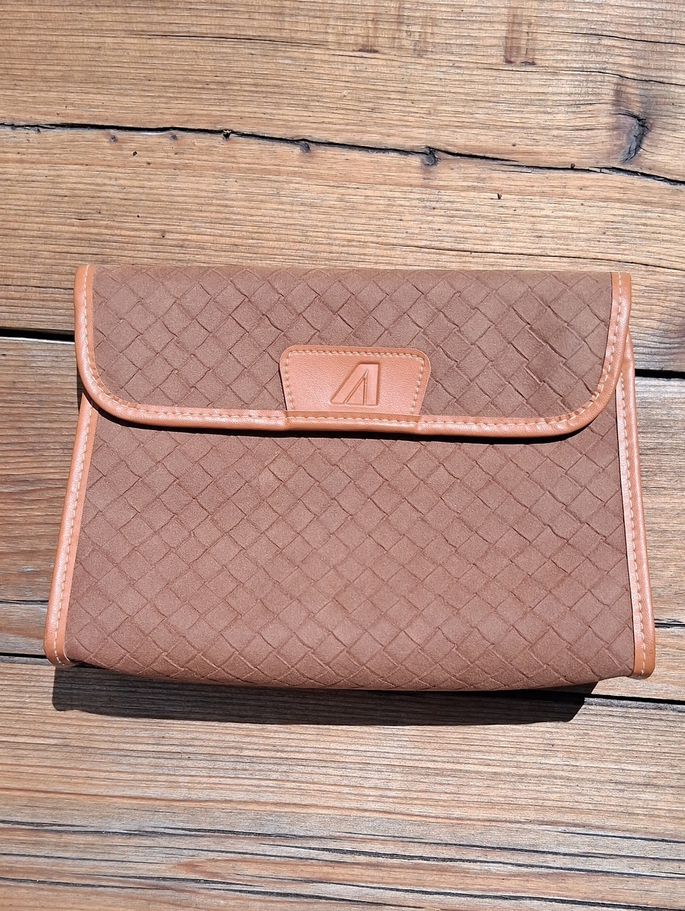 Vintage Alitalia Brown Woven Unisex Clutch